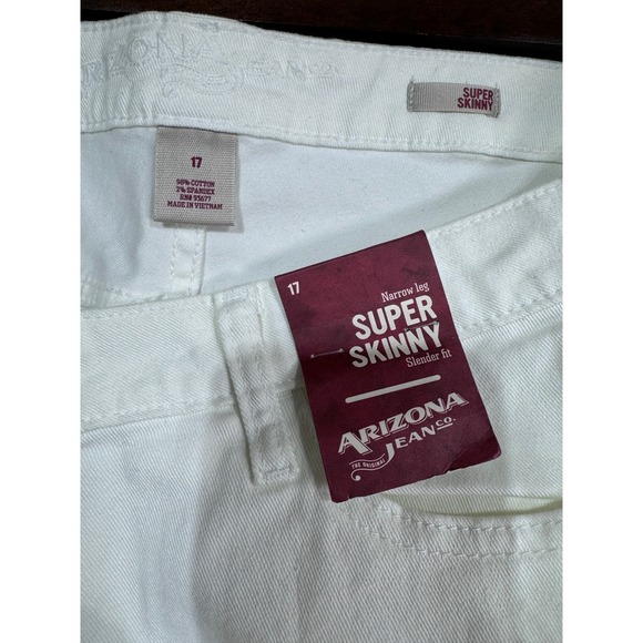 Arizona Jean Co White Mid Rise Super Skinny Jeans Junior's Size 17 New - Picture 5 of 5